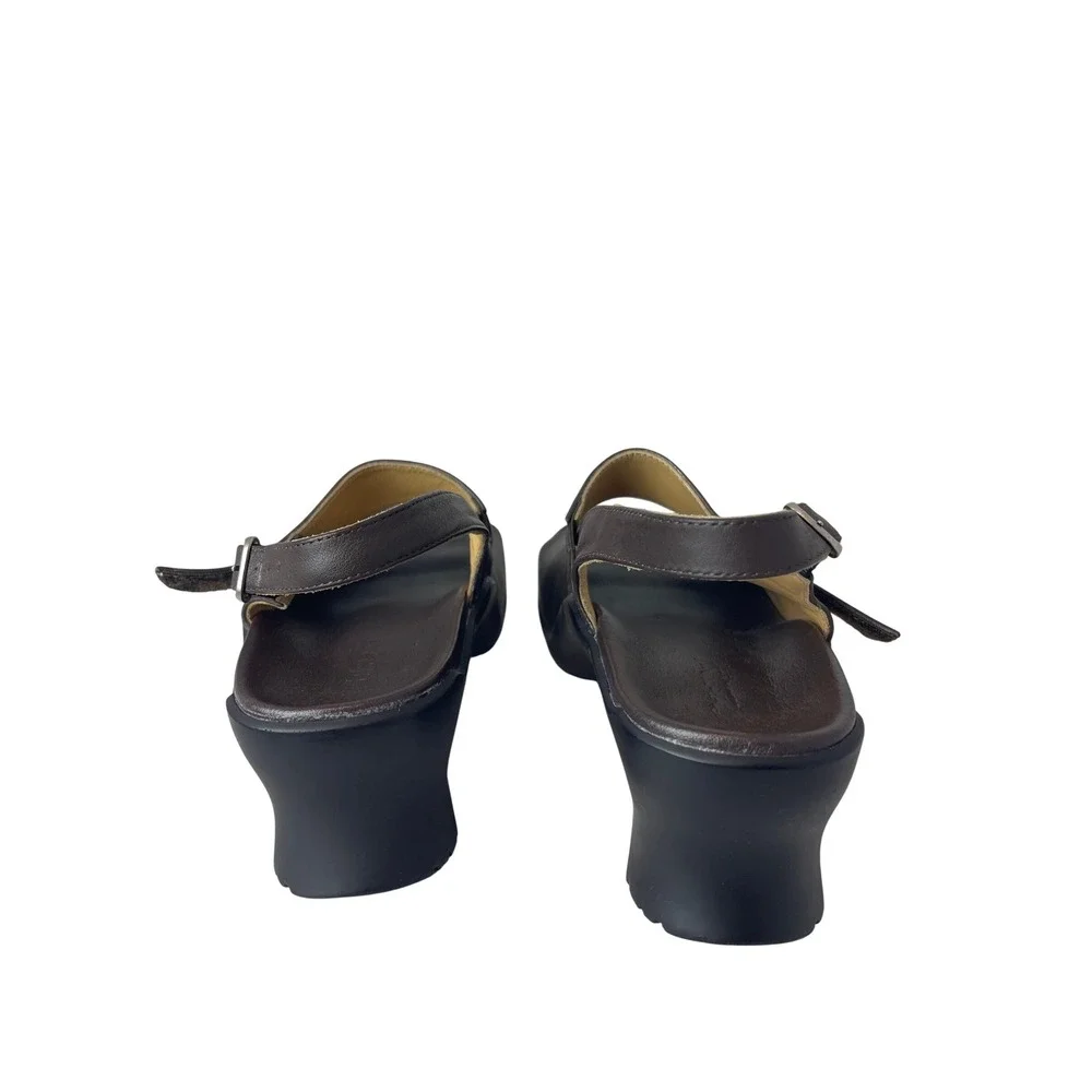 AKAISHI ArchFitter Size 9 Brown Leather Adjustable Strap Wedge Sandals